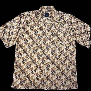 TRUST Linen and‎ Rayon Patterned Shirt in Tan and Brown Like New